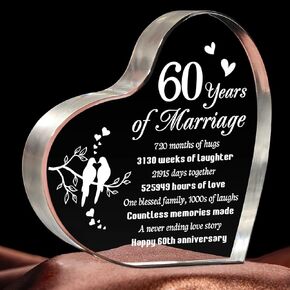 60th Anniversary Marriage Gifts, 60th Anniversary Wedding Gifts for Parents, Best 60th Wedding Anniversary Idea, 60years of Marriage Anniversary Keepsake for Parents Husband Wife