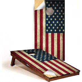 GRAPHIX EXPRESS - C190 Distressed American Flag - Patriotic Cornhole Board Wrap - Laminated Weatherproof Vinyl Decal - Easy Bubble-Free Application - Stickers Dimensions: 2' x 4' - Set of 2
