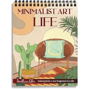 SOUTHERN LOTUS Minimalist Art Life Spiral Bound Adult Coloring Book - Explore Mindful Coloring with Abstract Patterns. Minimalism and Artistic Creativity with Unique Undefined Designs. Relaxation