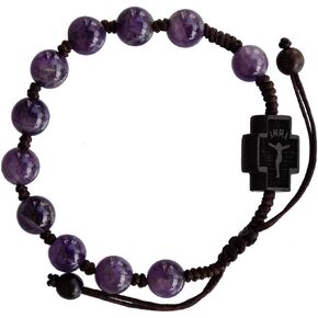 Sine Cera Amethyst & Jujube Wood Adjustable 8mm Rosary Bracelet