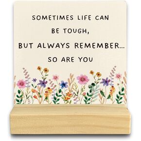 ديكور مكتب تحفيزي، ديكور مكتب ملهم علامات طاولة خشبية زهرية، هدايا ملهمة للنساء الأصدقاء، في بعض الأحيان يمكن أن تكون الحياة لوحة خشبية صعبة مع حامل خشبي للمكتب المنزلي in Kuwait