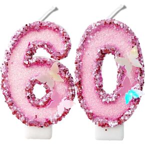 2.8" Rose Gold Glitter Number Candles-Many Colors 60th Birthday Gifts Birthday Decorations Birthday Candles Numbers Happy Birthday Candles for Cake 2 Candle for Women for Men (Rose Gold)