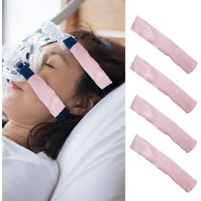 4 PCS Pink Satin Sleep Apnea Machine Mask Strap Covers/Strap Comfort Pads/Face Cushion Universal - Can Reduce The Tracks On The Face for Patients with Sleep apnea, Respirator Accessories