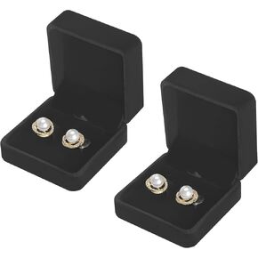 2 Pieces Classic Velvet Jewelry Earring Gift Box for Stud Earring Necklace Pendant, Jewellry Earring Storage Display Case for Christmas Wedding Engagement Birthday Anniversary