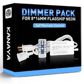 KANAYA Dimmer Pack for AC 110-120V Connectable Single Color Neon Rope Lights, 5ft Dimmer Kit with Male Female Connector, Remote Controller No Battery Included