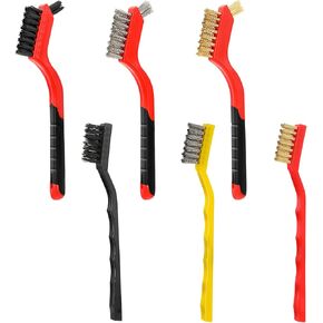 Wire Brush Set, 6Pcs Metal Brush for Cleaning 7 Inch Small Cleaning Brushes Stainless Steel/ Brass/ Nylon Cleaning Brushes for Rust Removal, Dirt Cleaning, Paint Scrubbing(2 Size) in Saudi Arabia