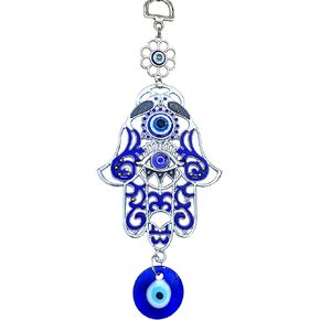Blue Evil Eye Hamsa Hand Wall Hanging Ornament (with a Betterdecor Pouch)-023