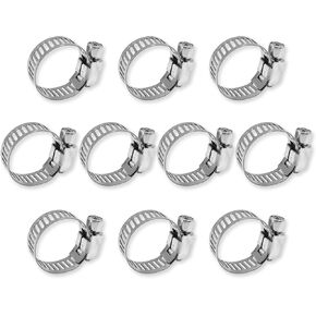 10pcs Stainless Steel Hose Clamp Metal Hose Clamps for Pipe Adjustable Band Clamp for Water Pipe Can be used in power oil steel and other industries