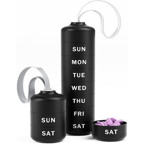Cute Pill Organizer, Cute Weekly Pill Box for Travel, Cute Daily Pill Case 7 Day, with 7 Large Stackable Compartments, Sturdy ABS Pill Holder for Vitamin Supplement Medicine（Purple）