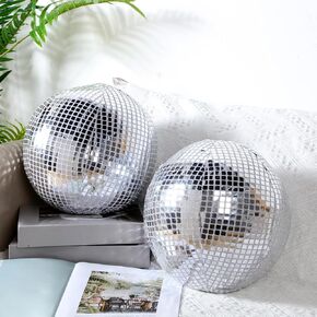 2 Pcs Disco Ball Pillows Decorative Throw Pillow Sequin Round Pillow Funky Sphere Pillows for Teen Girls Birthday Gifts Bedroom Living Room Home Decor (Silver,12 Inch)