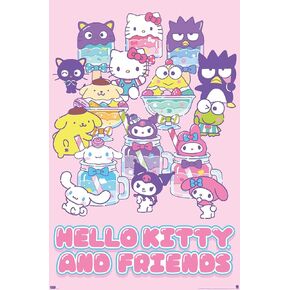 Trends International Hello Kitty and Friends: 24 Summer Fresh - Group Wall Poster, 22.37" x 34.00", Poster & Clip Bundle