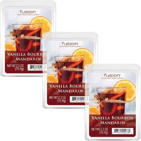 FUSION by Scentsationals Scented Wax Fragrance Melts - Vanilla Bourbon Mandarin - Wax Cubes Pack, Home Warmer Tart, Electric Wickless Candle Bar Air Freshener, Spa Aroma Decor Gift - 2.5oz (3-Pack)