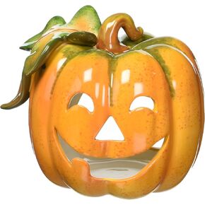 Cosmos 10362 Fine Porcelain Pumpkin Tea Light Holder, 4-3/8-Inch , Orange