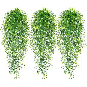 Fake Hanging Plants, 3pcs Faux Hanging Plants, Artificial Plants Ferns Ivy Vine for Wall House Indoor Outdoor Room Home Decor