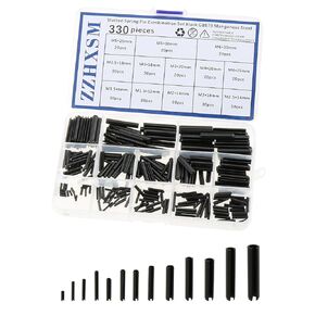 330PCS Slotted Spring Pin Combination Set Black GB879 Manganese Steel Split Expansion Pin for Industrial Manufacturing and Automotive Repair and Electrical Maintenance