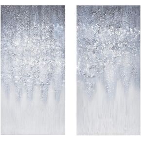 Madison Park Wall Art Living Room Décor - Abstract Glitter Embelished Canvas Home Accent Modern Dining Bathroom Decoration, Ready to Hang Painting for Bedroom, 15"x 30", Winter Glaze 2 Piece