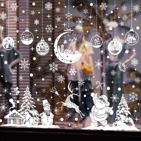 ملصقات نافذة عيد الميلاد PVC 2024 - ملصقات نوافذ عيد الميلاد ساتا كلوز الثلجية، شارات عيد الميلاد للمنزل والمتجر لتزيين عيد الميلاد (20 × 30 سم × 9 أوراق، 003) in Kuwait