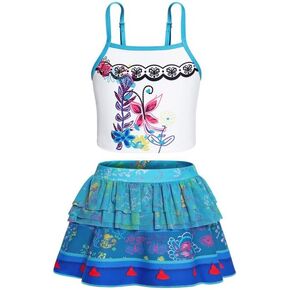 Little Kids Girls Swimsuit 2-Piece Halter Tankini Set Beach Sport Bathing Suit Flying Sleeve Swimwear