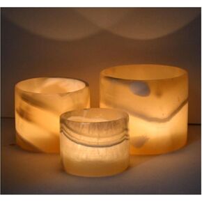 Single Alabaster Candle Holder, Sturdy Tealight Candle Holders, Translucent Stone for Calming Glow, Perfect for Ambient Lighting & Gifts, Warm Illumination, Multiple Sizes