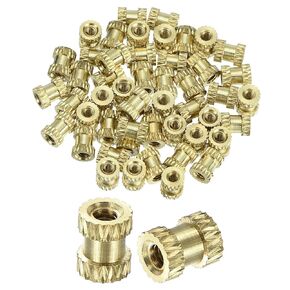 uxcell 50Pcs Knurled Insert Nuts, M3x2.5(L) x4.5mm(OD) Brass Female Threaded Inserts Heat Set Insert for 3D Printing Components and Plastic Shell
