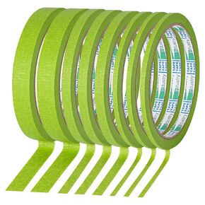 8 Rolls Pinstripe Tape, 1/8, 1/4, 1/2 inch Thin Masking Tape, Thin Painters Tape Green Pinstriping Tape, Masking Tape Paint Tape Masking Tape for Wall DIY Board Auto Paint(Green)