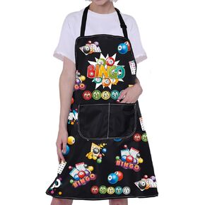 CMNIM Bingo Lover Gifts Bingo Apron Bingo Gifts for Women Men Bingo Kitchen Cooking Apron with Pocket Bingo Player Gifts