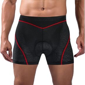 LIXADA Men's Cycling Shorts 5D Padded Mountain Bike Bicycle Bike Underwear Breathable Quick Dry Bike Riding Shorts Black-red