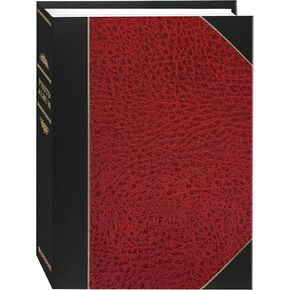 Pioneer Photo Albums 50-Pocket Red and Black Ledger Style Leatherette Cover Photo Album for 5 by 7-Inch Prints