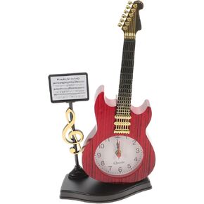 Amosfun Guitar Alarm Clock Violin Clock Guitar Clock Musical Alarm Clock Bedside Clock Home Decoration Chinoiserie Decor Desk Topper Student Desktop Plastic Red Birthday Present