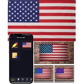 American Flag Lights 3x5 FT Smart Bluetooth LED String Lights, 4th of July Independence Day Indoor Party Garage Decor Signs