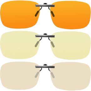Clip-On Blue Light Glasses. 3pk. Blocks 98.5%, 78%, 50% Blue Light (420-460nm). Clear, Comfortable & Lightweight. Great for Laptop, Desktop, Phone & Gaming. Aid in Sleep, Fitness, Business & Health.