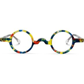 Zeelool Vintage Acetate Eyewear Round Glasses Frame with Non-prescription Clear Lens for Women and Men