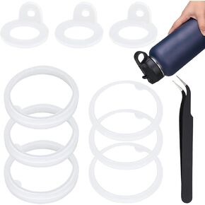 Silicone Water Bottle Gasket with Tweezers,Water Bottle Accessories Parts White Airtight Silicone Gaskets for Thermoflask 24oz/32oz/40oz/64oz Water Bottle Straw Lid Chug Cap & Spout