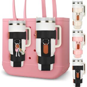 2 Pcs for Bogg Bag Cup Holder for Stanley Large Cups,Adjustable Drink Holder for Bogg Bag Attachment, Water Bottle Accessories for Simply Southern Simple Modern Beach Tote Bag