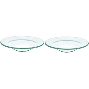 Replacement Oil Warmer Dish, 2pcs 4.7" Glass Round Aromatherapy Dish Wax Melt Plates Candle Warmer for Aroma Lamp Electric Lamps