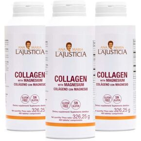 Ana Maria Lajusticia -- 3 Pack High Absorption Collagen Pills with Magnesium. Healthy Skin, Nails, Hair and Ligaments. Natural Supplement, 450 Tablets.