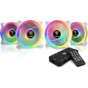 Gamdias - Aeolus M2-1204R - 4 Pacl 120MM RGB Fans - Trio-Loop ARGB PWM Fan - Remote Control (GD-Aeolus M2-1204R WH)