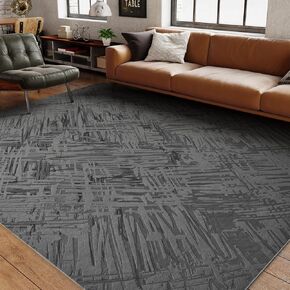 AMOAMI 3D Modern 8x10 area rugs Machine Washable Area Rug Non Slip Dark Grey Rugs for Living Room Super Soft Living Room Rug Room Decor Aesthetic Rugs for Bedroom,Office,Dining Room, Kids Playroom
