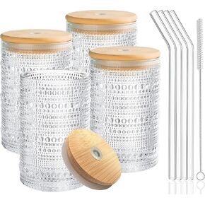 Vintage Hobnail Drinking Glasses Set of 12-14 oz Old Fashioned Water Glass Cups & 11 oz Cocktail Glasses, Aesthetic Kitchen Bar Tumbler Glassware Gifts Sets for Smoothie, Juice, Coffee, Wine