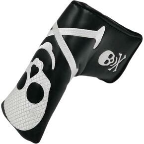 Golf Putter Head Covers Blade Club Headcover PU Leather Protector Cover Protective Putter Covers Big Skull for Scotty Cameron Taylormade Odyssey Premium Golf Putter Headcover
