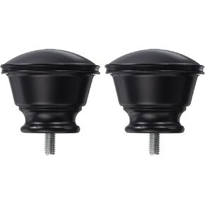 uxcell Curtain Rod Finials, 2Pcs Plastic Drapery Rail Pole Head Cap Decorative Window Curtain Rail End Fits Dia. 16mm(5/8") Curtain Rods (Black)