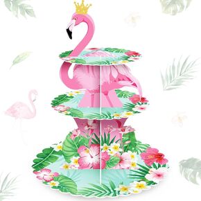 3 Tier Hawaiian Cupcake Stand Tiki Torch Cupcake Holder Luau Theme Cake Holder Decorations Tropical Cupcake Dessert Holder for Summer Pool Beach Birthday Party Supplies (1 Pack)