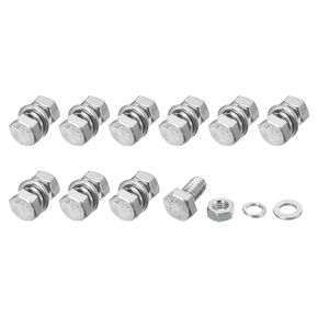 براغي سداسية الرأس، صواميل، مجموعات غسالات مسطحة وقفل (M6-1x45mm) 10 مجموعة، مجموعة براغي آلة ملولبة بالكامل من الفولاذ المقاوم للصدأ - لمعدات الأجهزة المنزلية