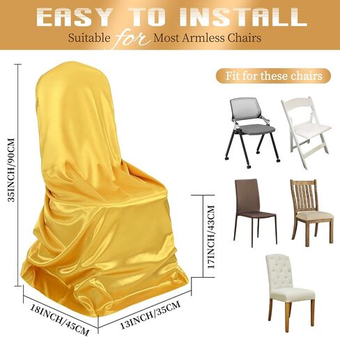 24 Pack Satin Chair Covers 43x55 inch Universal Chair Covers, Removable Washable Chairs Slipcover Fits Most Chairs, Satin Chair Cover Protector for Wedding Birthday Parties Banquet (Navy Blue) in Saudi Arabia
