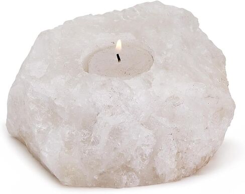 Two's Company White Quartz Crystal Tealight Candle Holder - White Quartz, EKR002 in Saudi Arabia