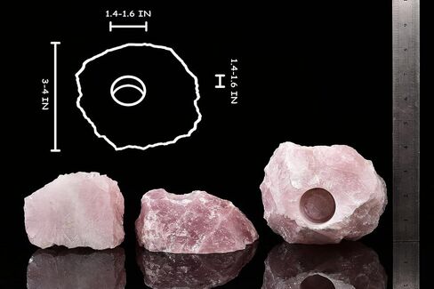 AMOYSTONE روز كوارتز Tealight شمعة حامل حجر وردي شمعدان شفاء طبيعي كريستال حامل نبات الهواء 1.5-2.5 رطل in Kuwait