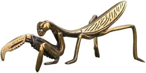 Brass Mantis Sculpture,Copper Praying Mantis Feng Shui Brass Small Ornaments Solid Copper Insect Antique Micro-Carved Antique Bronze Ware Metal Art Small Ornaments for Home,Office,Hotel Desk Decor in Saudi Arabia