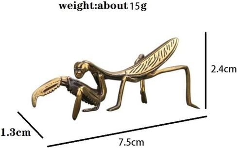 Brass Mantis Sculpture,Copper Praying Mantis Feng Shui Brass Small Ornaments Solid Copper Insect Antique Micro-Carved Antique Bronze Ware Metal Art Small Ornaments for Home,Office,Hotel Desk Decor in Saudi Arabia