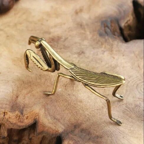 Brass Mantis Sculpture,Copper Praying Mantis Feng Shui Brass Small Ornaments Solid Copper Insect Antique Micro-Carved Antique Bronze Ware Metal Art Small Ornaments for Home,Office,Hotel Desk Decor in Saudi Arabia