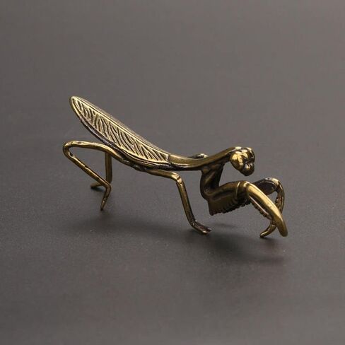 Brass Mantis Sculpture,Copper Praying Mantis Feng Shui Brass Small Ornaments Solid Copper Insect Antique Micro-Carved Antique Bronze Ware Metal Art Small Ornaments for Home,Office,Hotel Desk Decor in Saudi Arabia